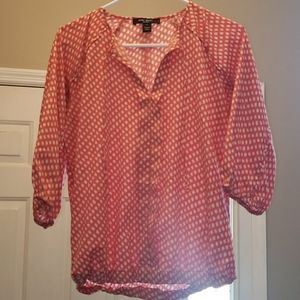 Nine west coral and cream blouse